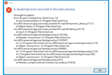 A JavaScript Error Occurred in the Main Process