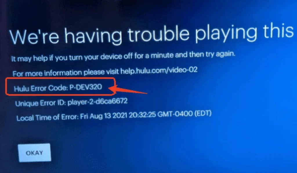 Hulu Error Code P-DEV320